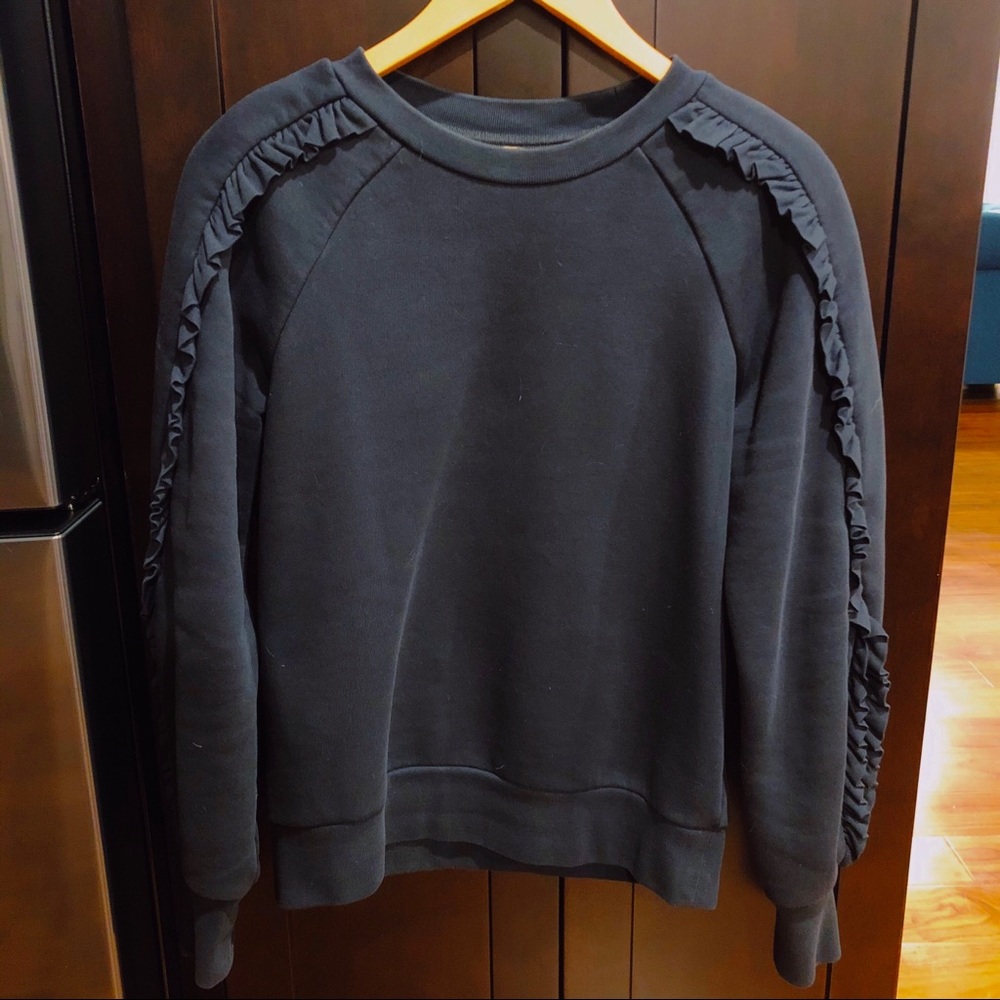 Burberry Kupa Ruffle Sleeve Navy Sweatshirt